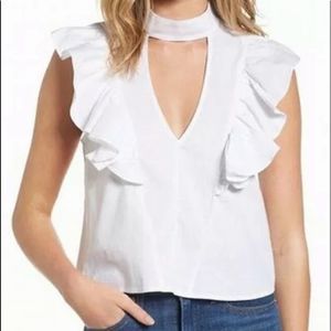 Love fire poplin ruffle top white 7297
